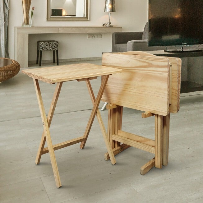 5pcs Tray Table Set-Natural, , alternate image number null