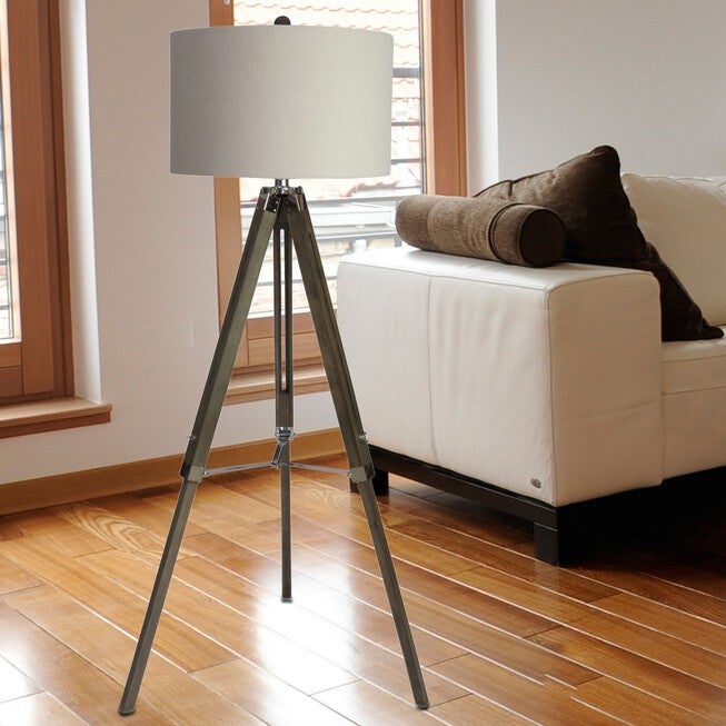 Weatherd Grey Wood & Metal 60 inches Floor Lamp, , on-hover image number 1