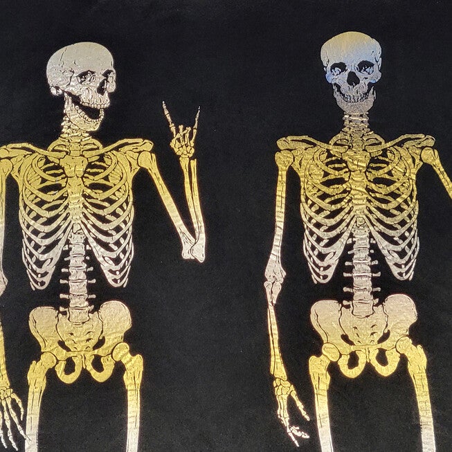 Edie @ Home Velvet Rocker Skeletons Decorative Throw Pillow 18X18, Black, , alternate image number 4