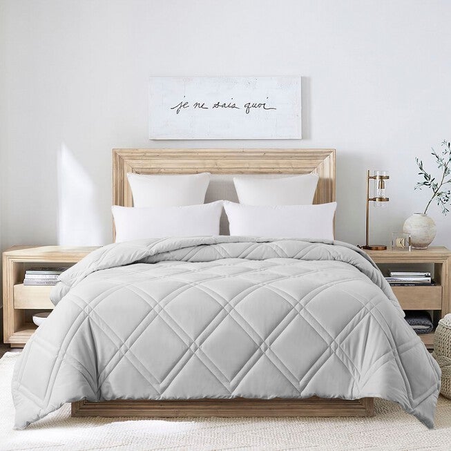 Double Diamond Down Alternative Comforter, GREY, hi-res image number 0