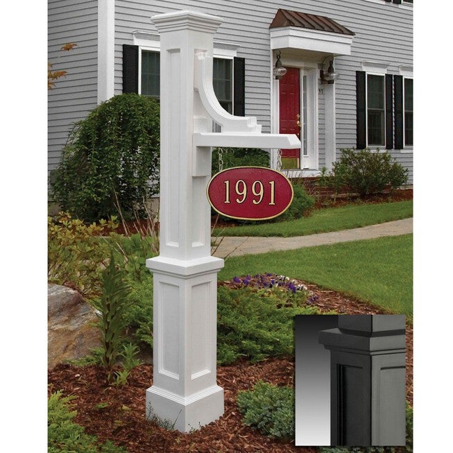 Woodhaven Address Sign Post, BLACK, hi-res image number 0
