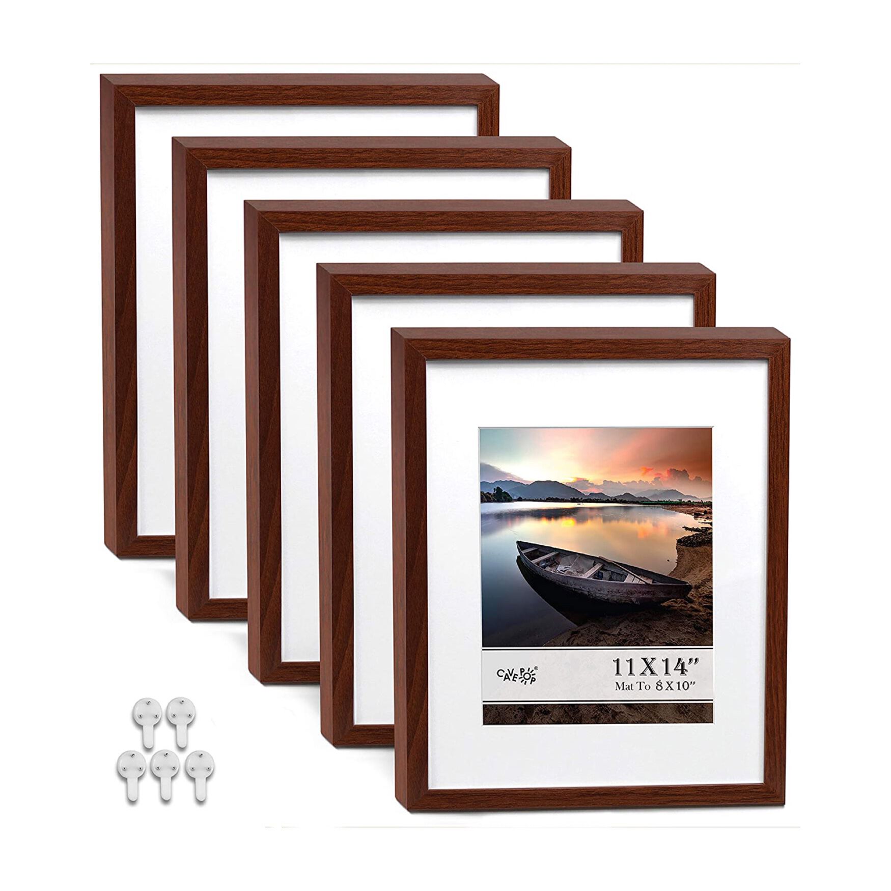 4 X 6 Picture Frame W-Mat/5 X 7 Without Mat - Rustic Grey - 5 Units, WALNUT, hi-res image number 0