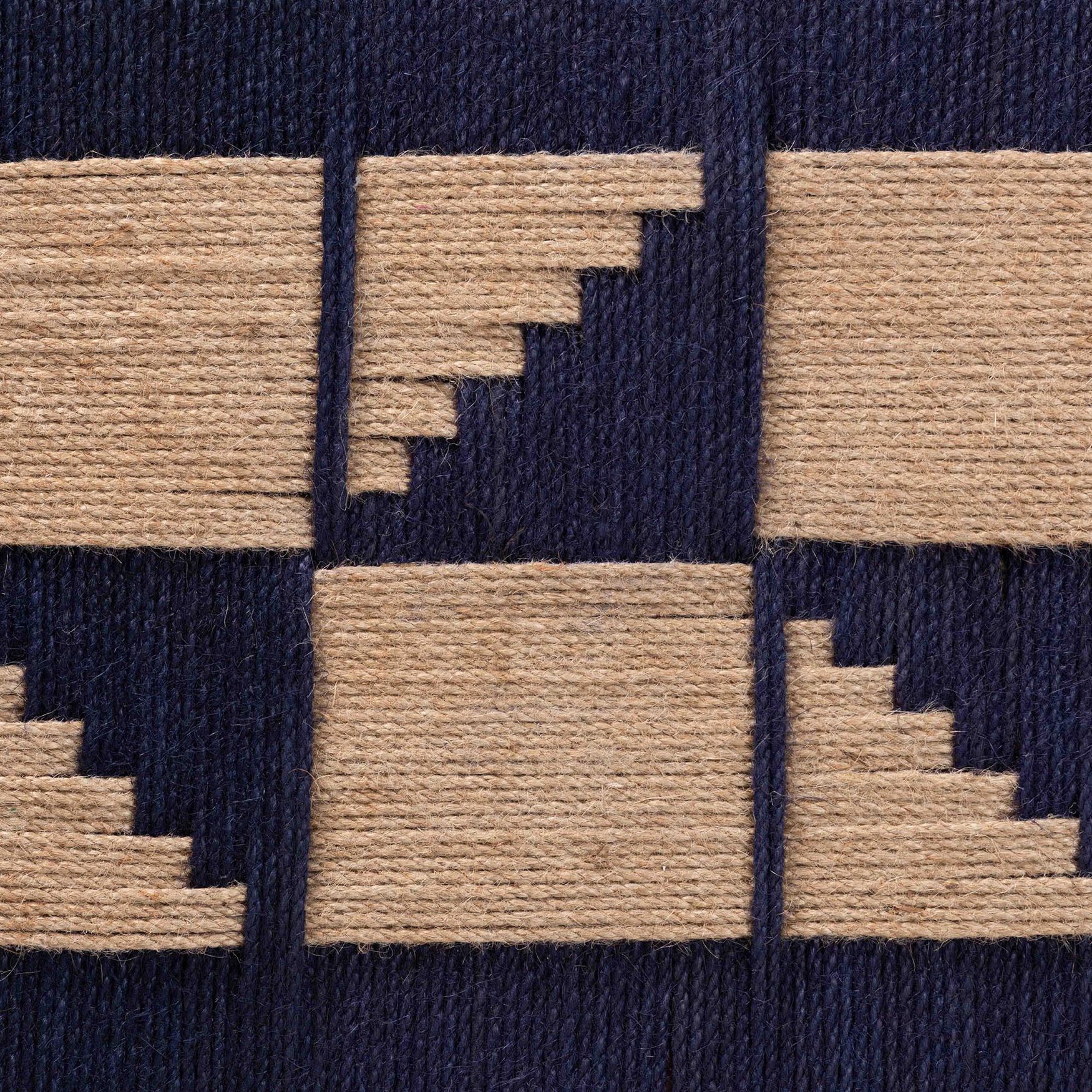 Jerilyn Modern Bohemian Two-Tone Navy Blue and Natura Brown Seagrass and Acacia Wood Accent Bench, , alternate image number 10