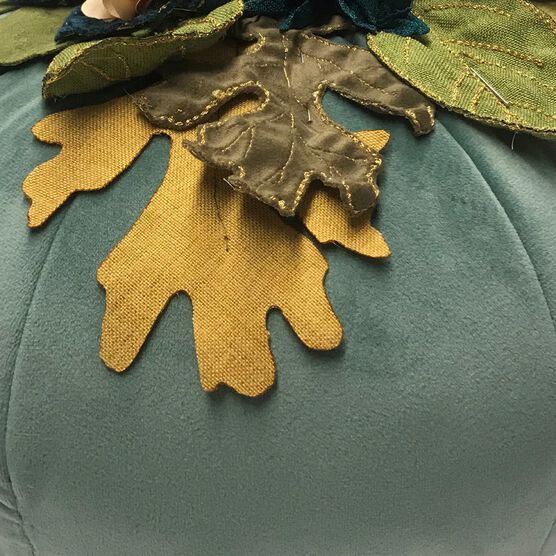 Harvest Velvet Pumpkin with Embroidered Leaves , , on-hover image number null