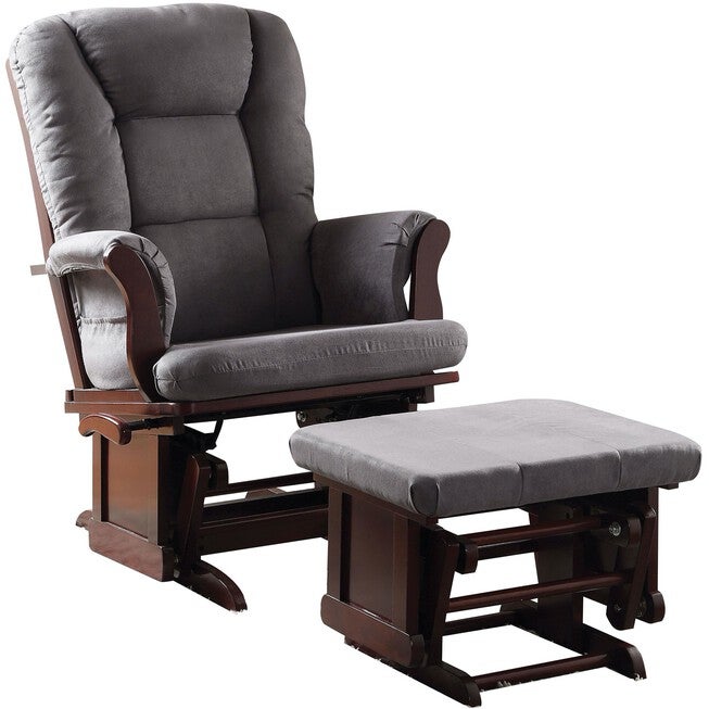 2Pc Glider Chair & Ottoman, GRAY CHERRY, hi-res image number 0