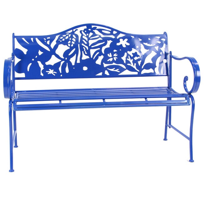 Blue Metal Traditional Bench, BLUE, hi-res image number 0