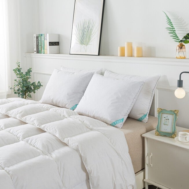 Antimicrobial White Goose Nano Feather Pillow, Set 2 Bed Pillow, , on-hover image number 1