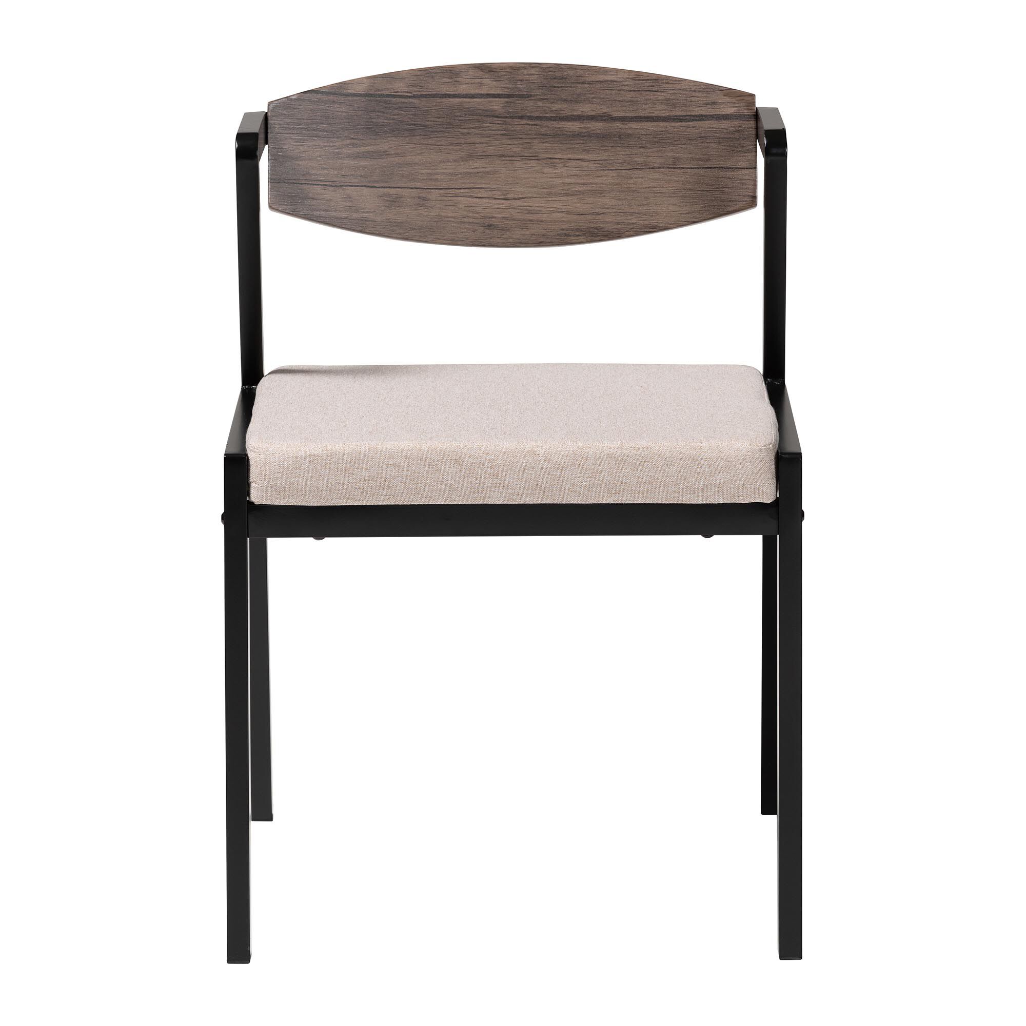 Revelin Industrial Fabric and Metal Dining Chair, BEIGE, alternate image number 3