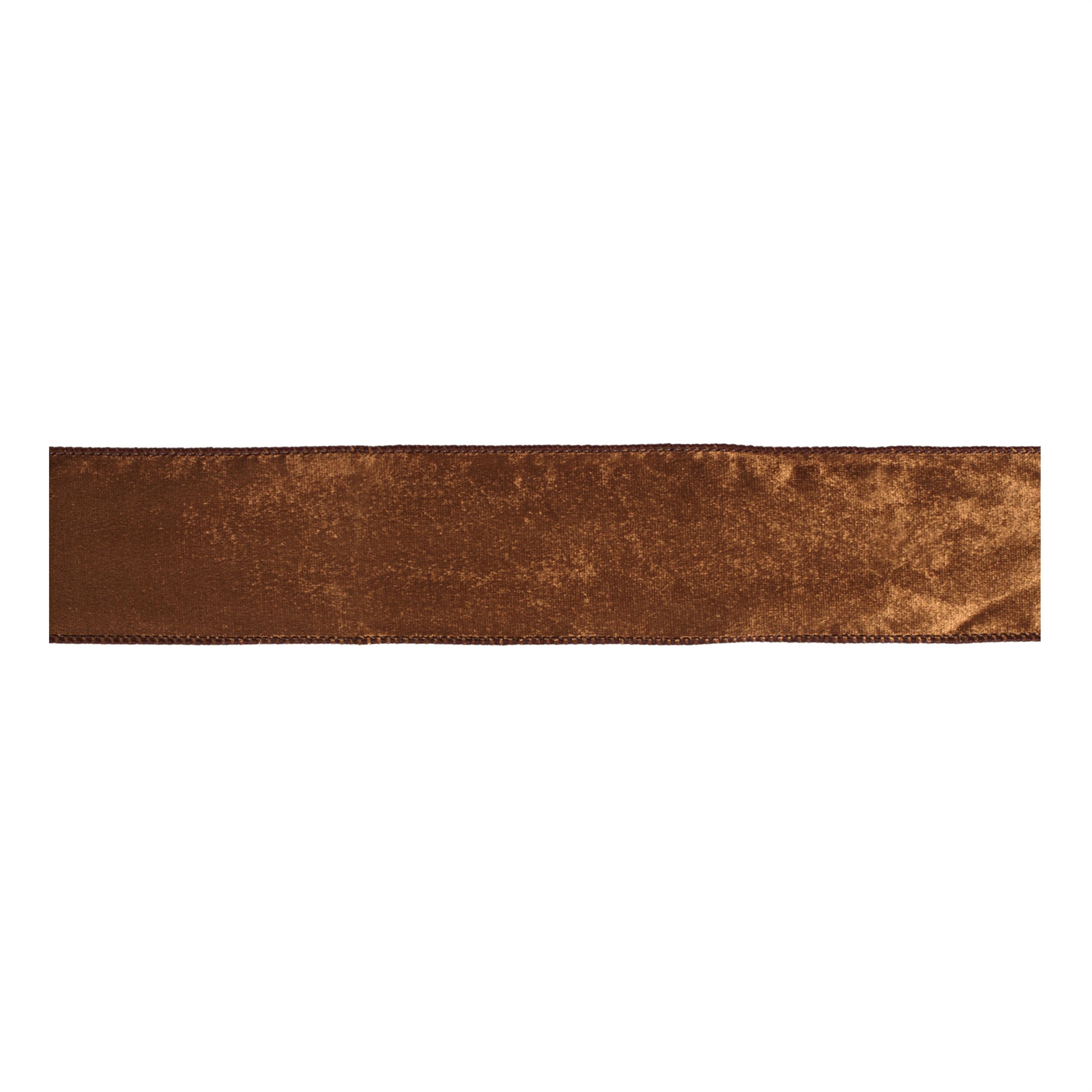 Rust Velvet Wired Ribbon 2.5 inches x 10 Yds., BROWN, hi-res image number 0