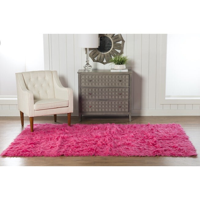 Flokati Fushcia Rug, , alternate image number 4