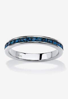 Sterling Silver Simulated Birthstone Stackable Eternity Ring