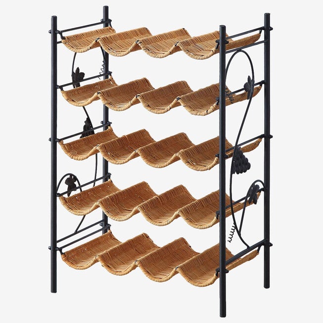 Wicker Wine Rack, HONEY, hi-res image number 0