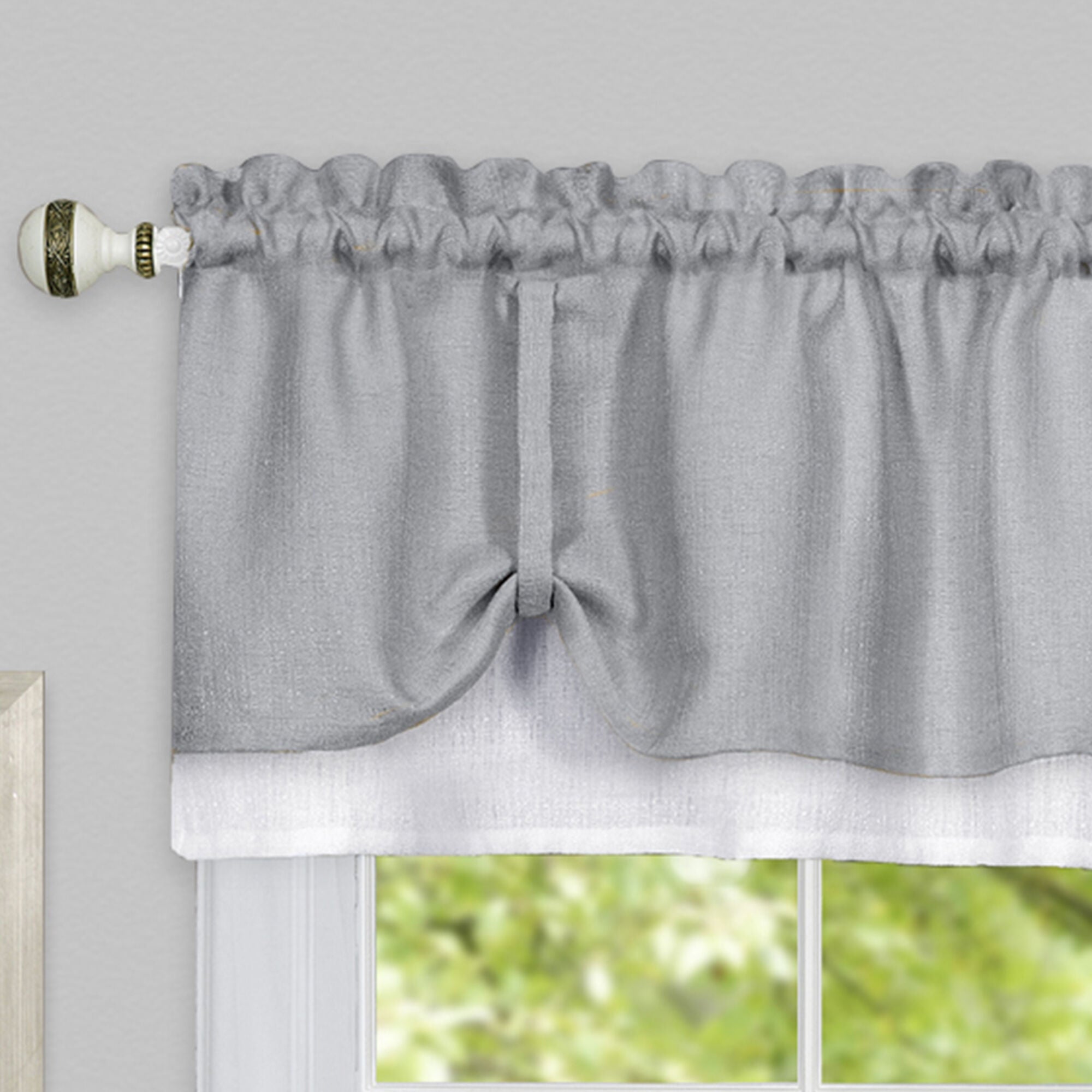 Darcy Window Curtain Valance, GREY WHITE, alternate image number 2