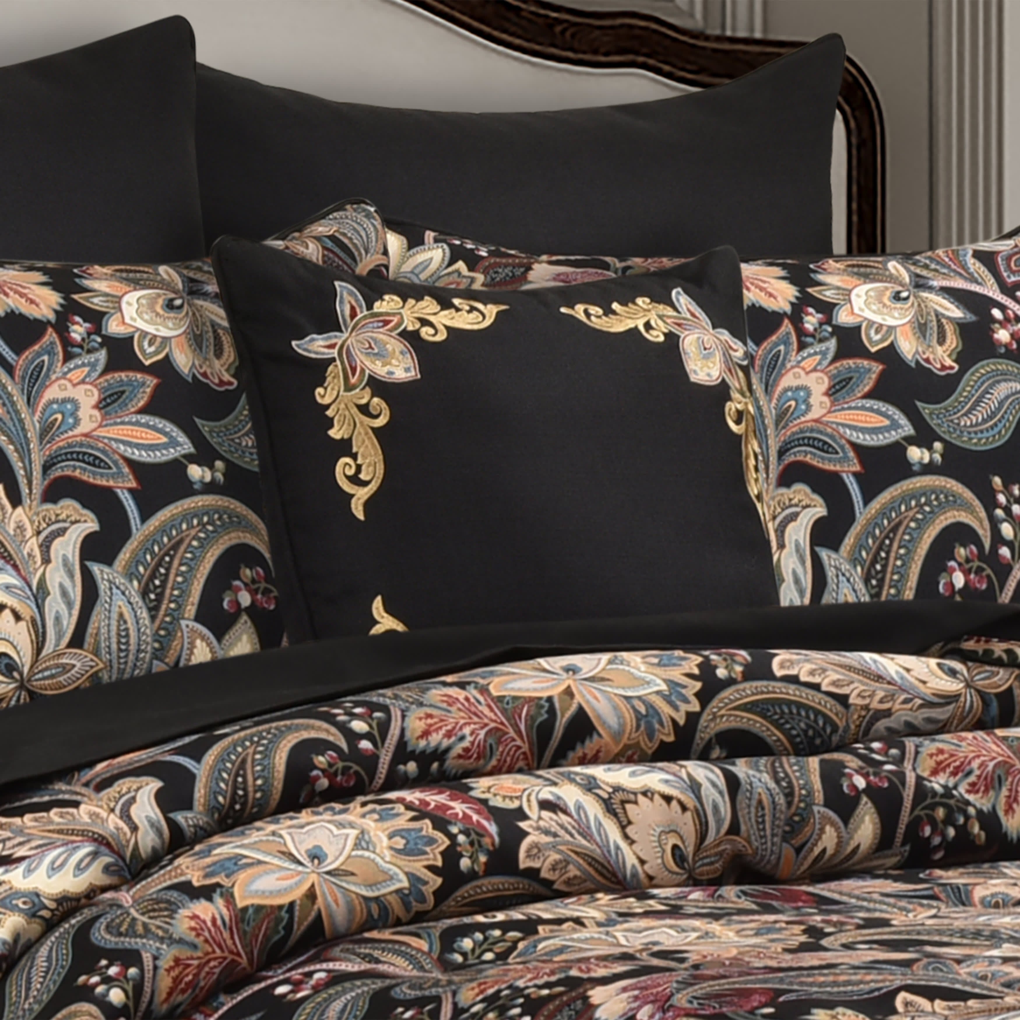 Calabria 18 Inch Square Decorative Throw Pillow, BLACK, alternate image number 2