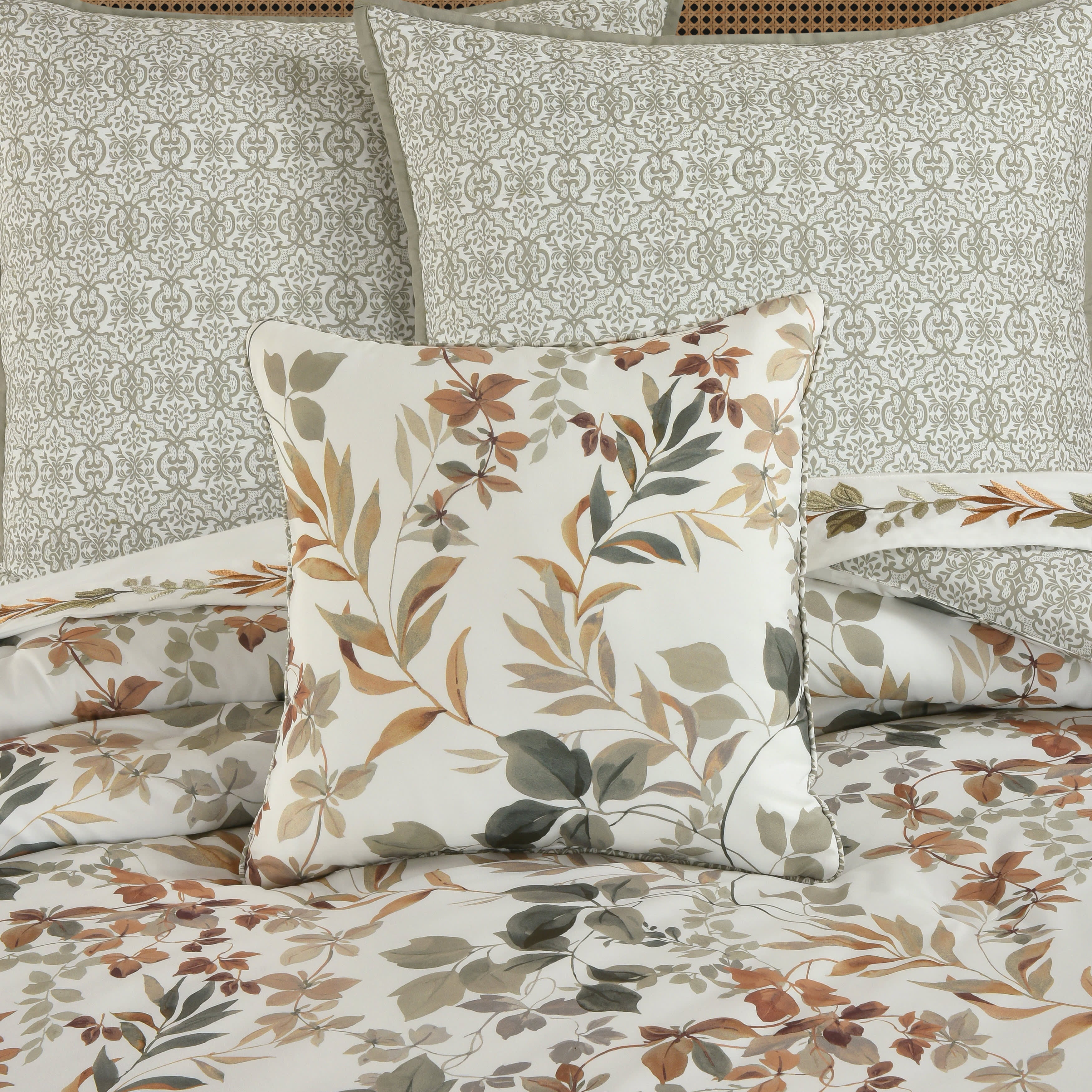 Evergreen 16 Inch Square Quilted Decorative Throw Pillow, SAGE, alternate image number 1