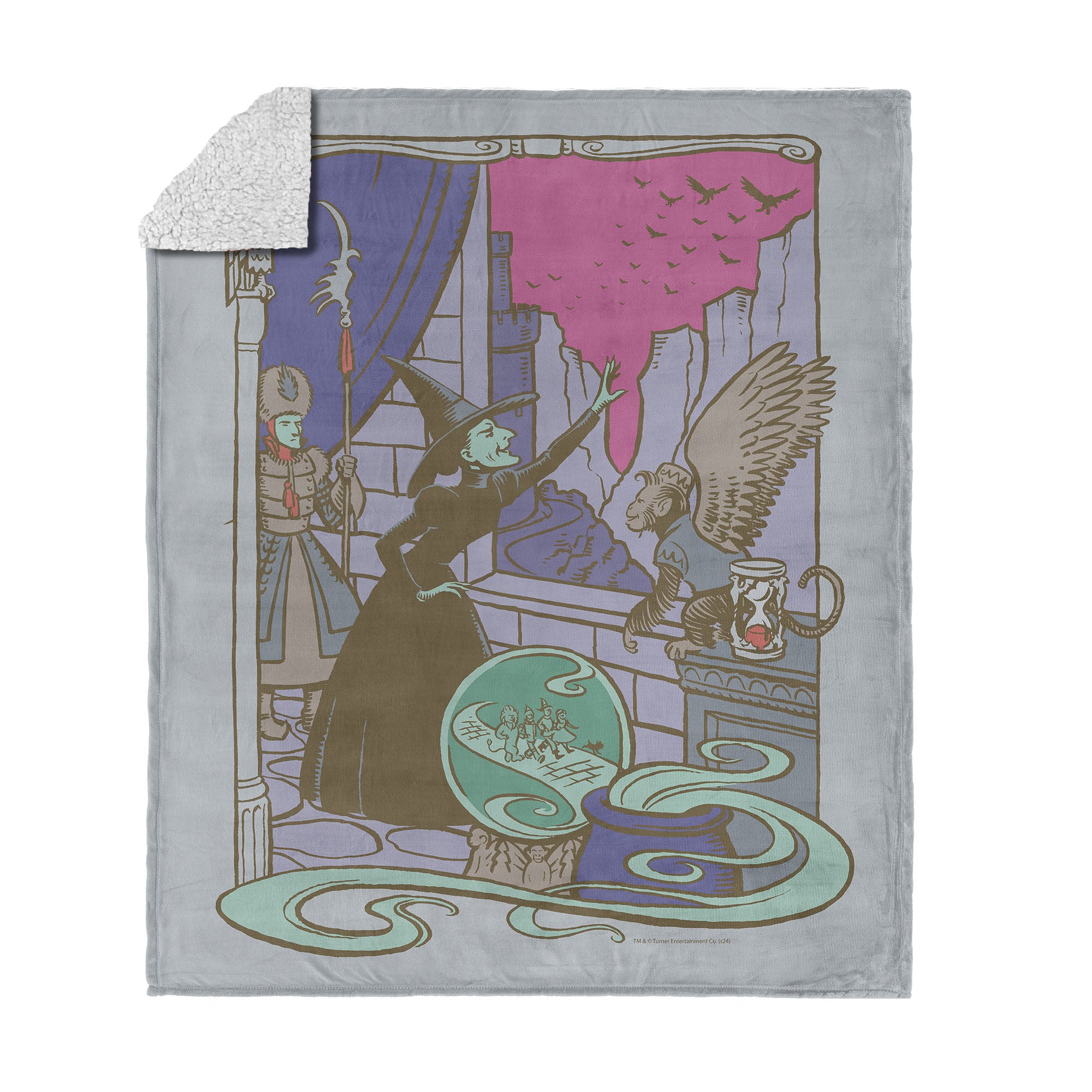 Warner Bros. The Wizard of Oz Wicked Witch Silk Touch Sherpa Throw Blanket 50x60 Inches, GRAY, hi-res image number 0