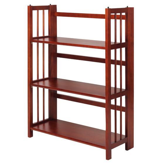 3-Shelf Folding Stackable Bookcase 27.5" Wide-Mahogany, , alternate image number null