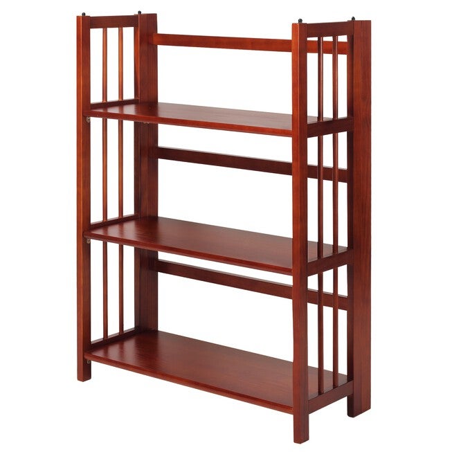 3-Shelf Folding Stackable Bookcase 27.5 inches Wide-Mahogany, , alternate image number 4