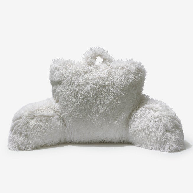 Lola Shaggy Backrest Pillow, WHITE, hi-res image number 0