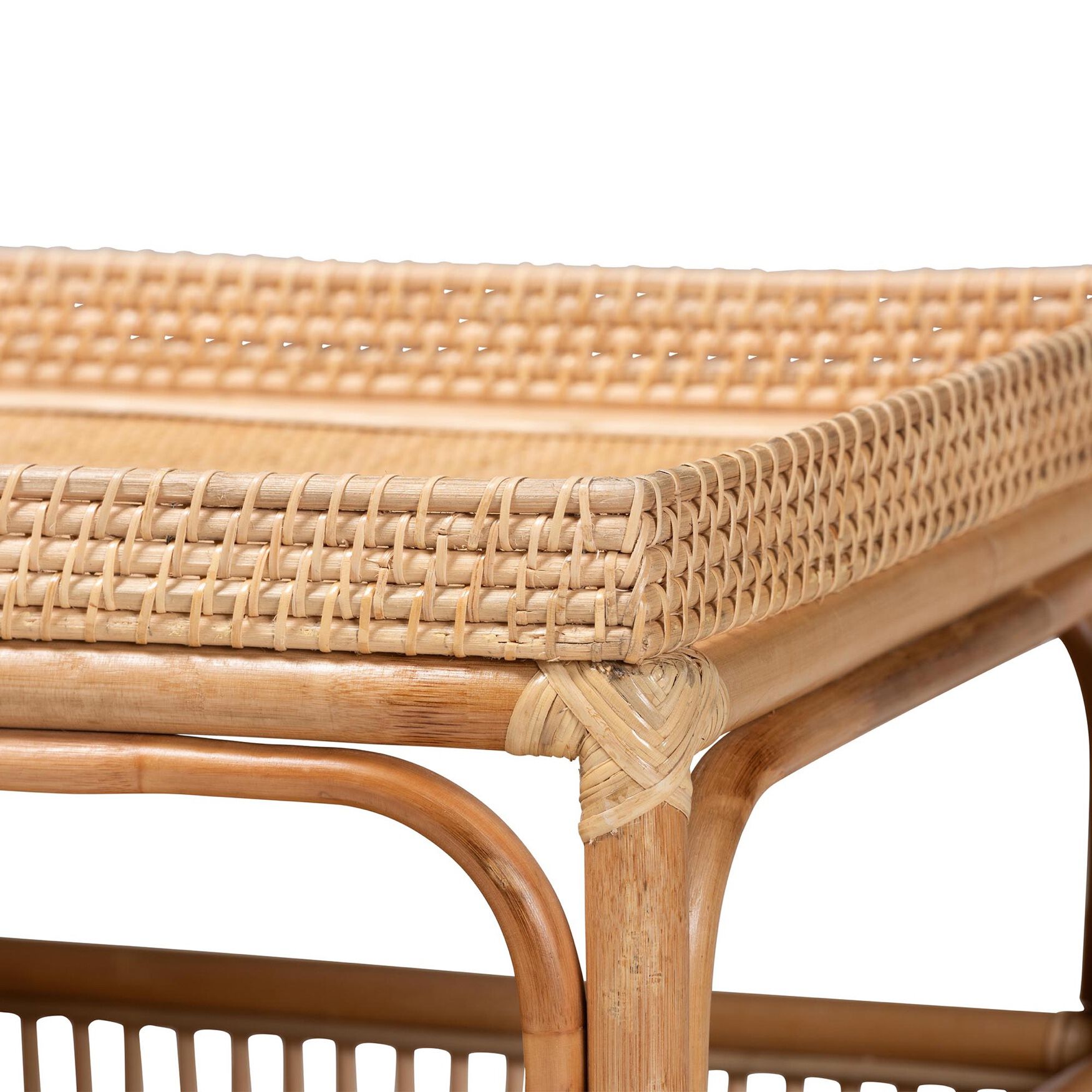 Lombok Modern Bohemian Natural Rattan Coffee Table, , alternate image number 9