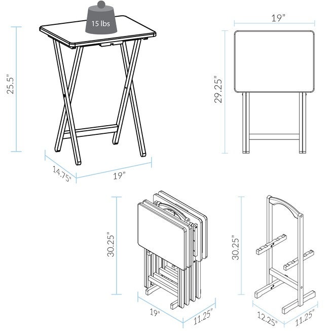 5pcs Tray Table Set-Natural, , alternate image number null