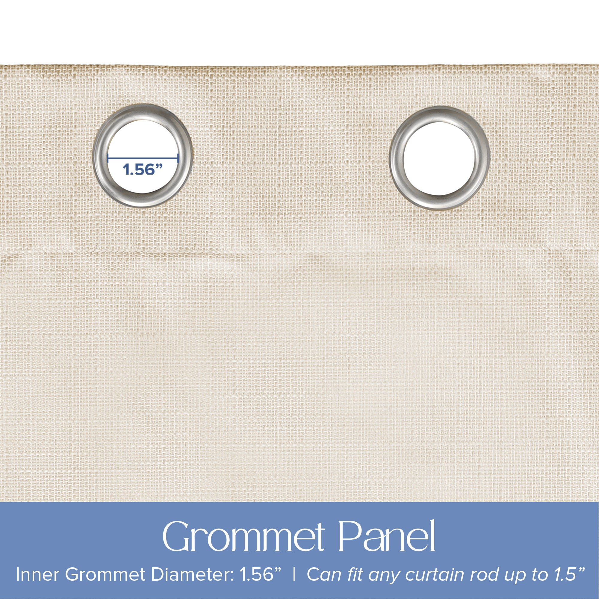 Textured Grid 100% Blackout Grommet Pair, LINEN, alternate image number 3