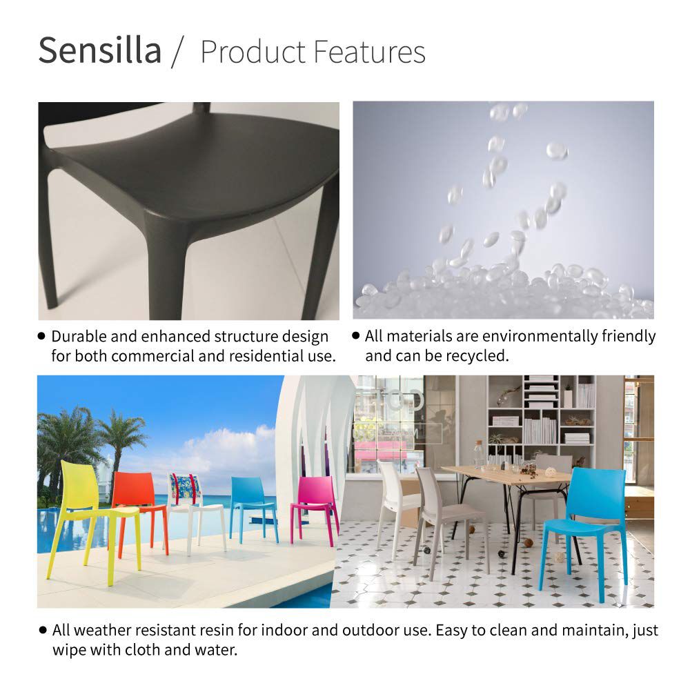 Set of 2 Sensilla Stackable Outdoor Dining Chairs, BLUE, alternate image number 6