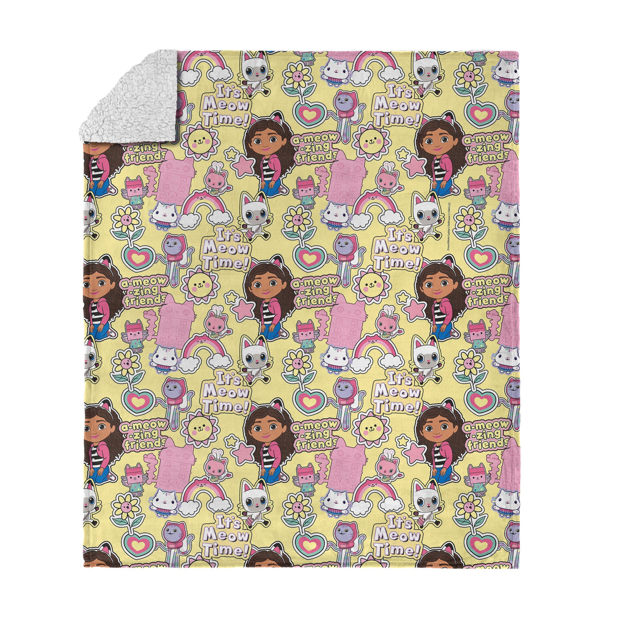 Universal Gabby's Dollhouse Silk Touch Sherpa Throw Blanket 50x60 inches, IT''S MEOW TIME, hi-res image number 0