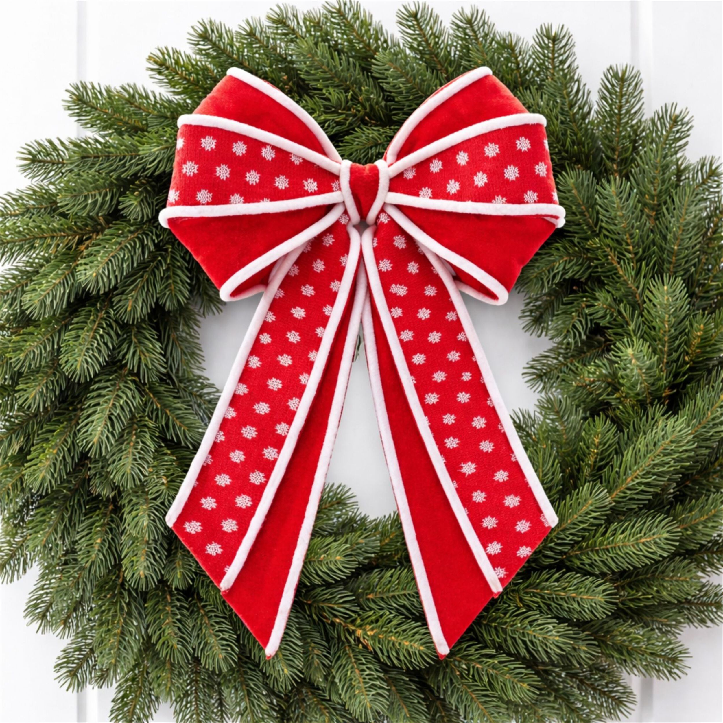 Polka Dot Bow Ornament (Set of 2), RED WHITE, alternate image number 1