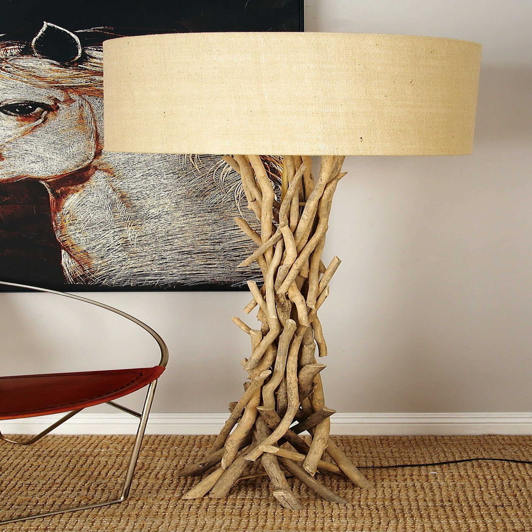 Beige Wood Rustic Floor Lamp, , alternate image number 6