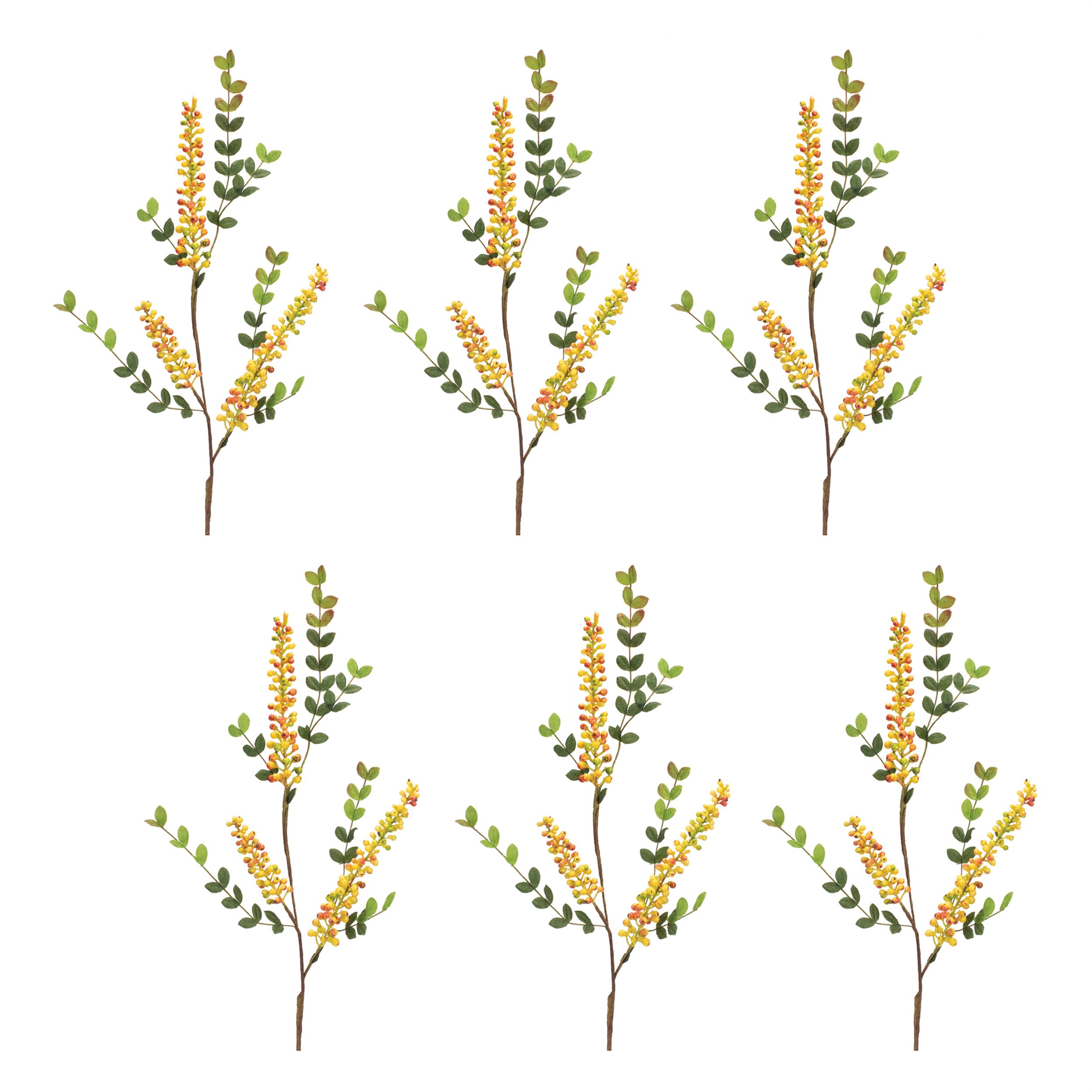 Yellow Berry Foliage Spray (Set of 6), YELLOW/GREEN, alternate image number 2