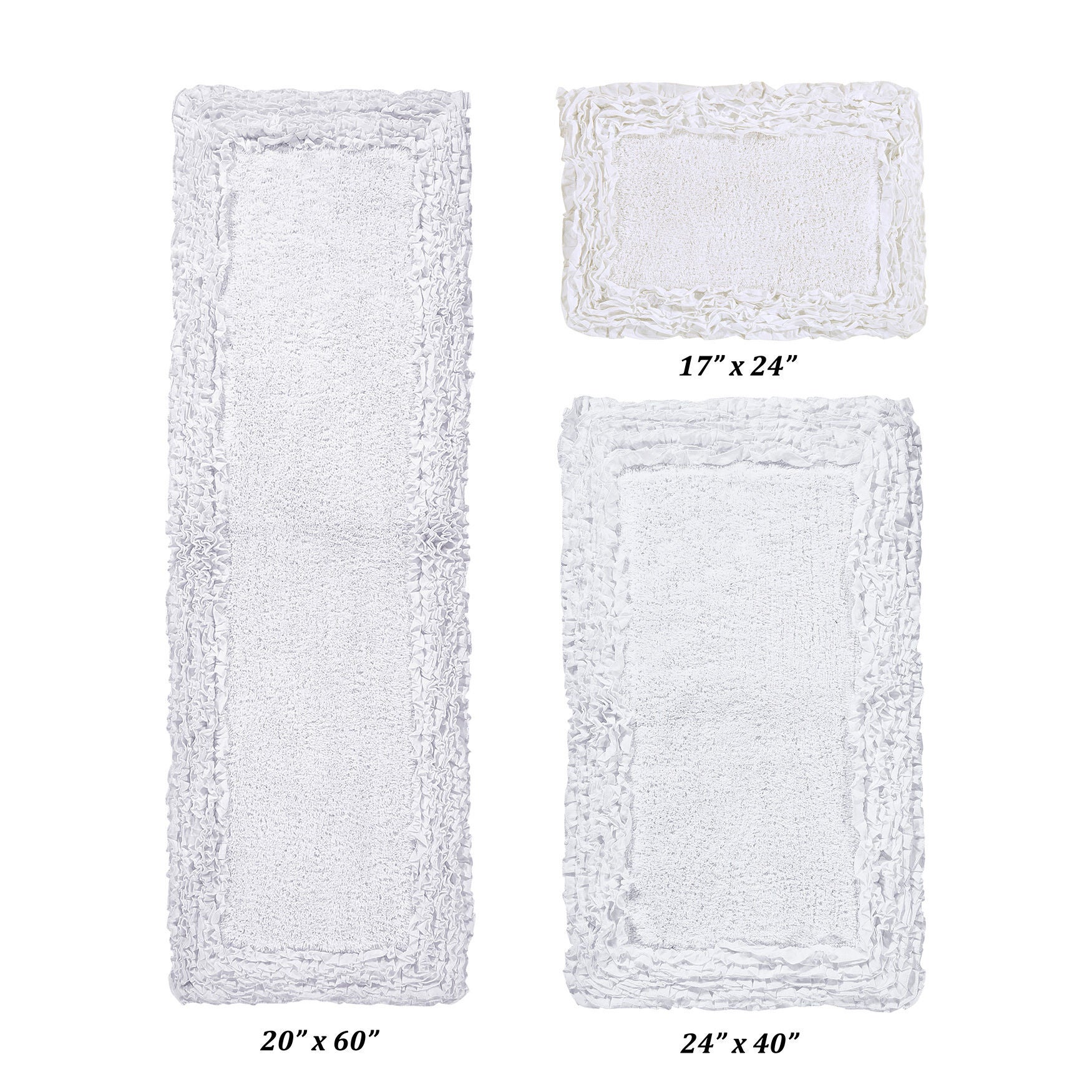 Shaggy Border Bath Rug Mat, 3-Pc. Set, WHITE, hi-res image number 0