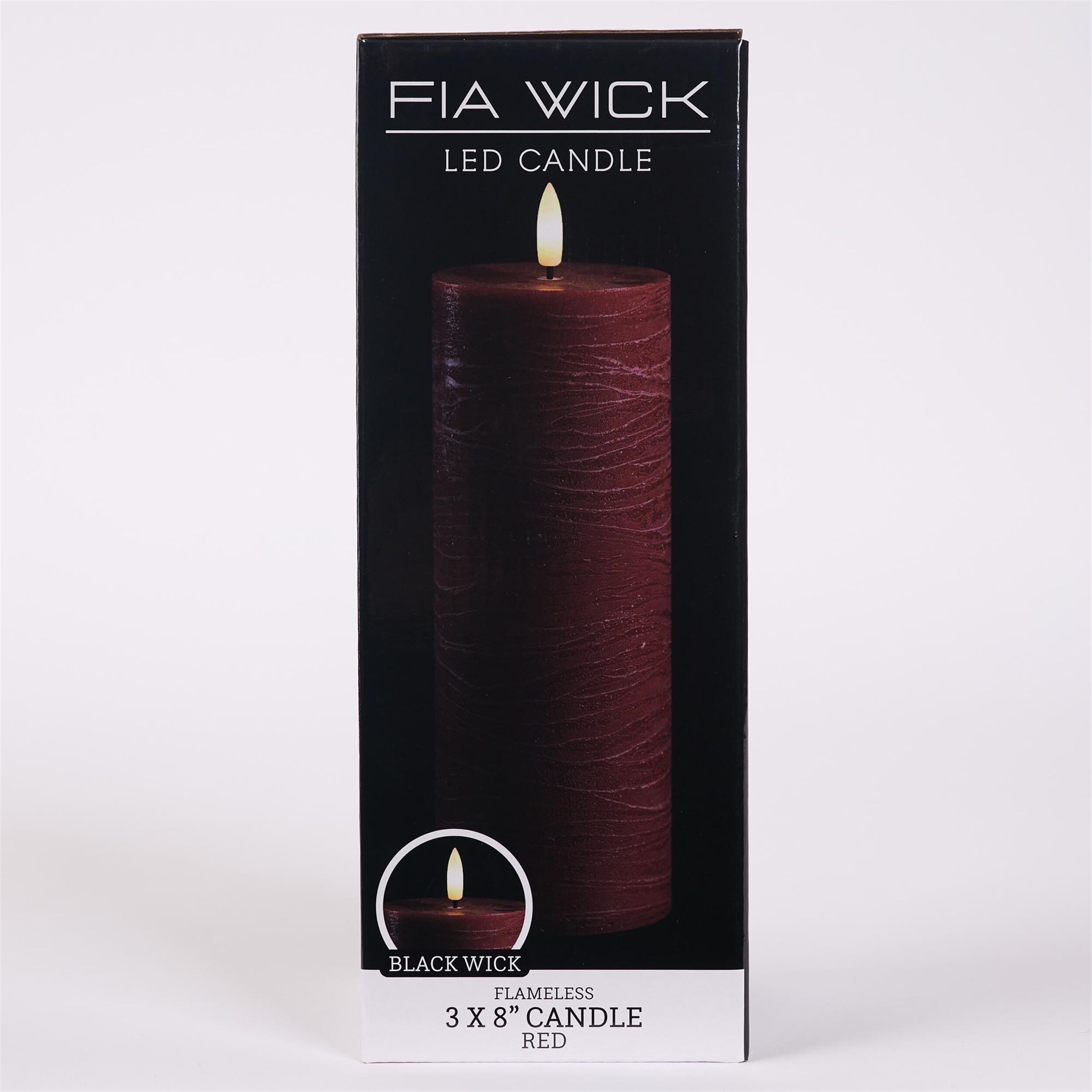 FIA Wick Red Pillar Candle (Set of 2), RED, alternate image number 3