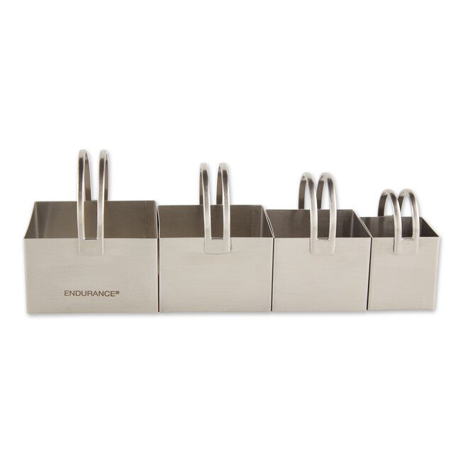 Square Stainless Steel Biscuit Cutters, Set 4, GRAY, hi-res image number null