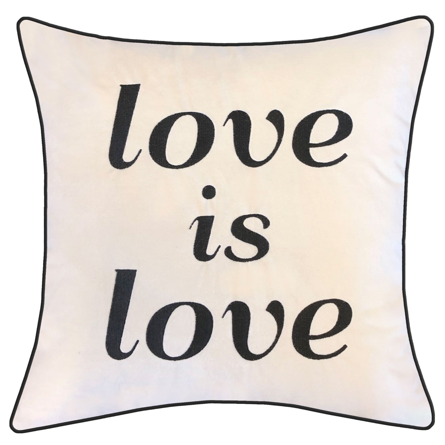Embroidered "Love Is Love" Decorative Pillow, NATURAL, hi-res image number 0