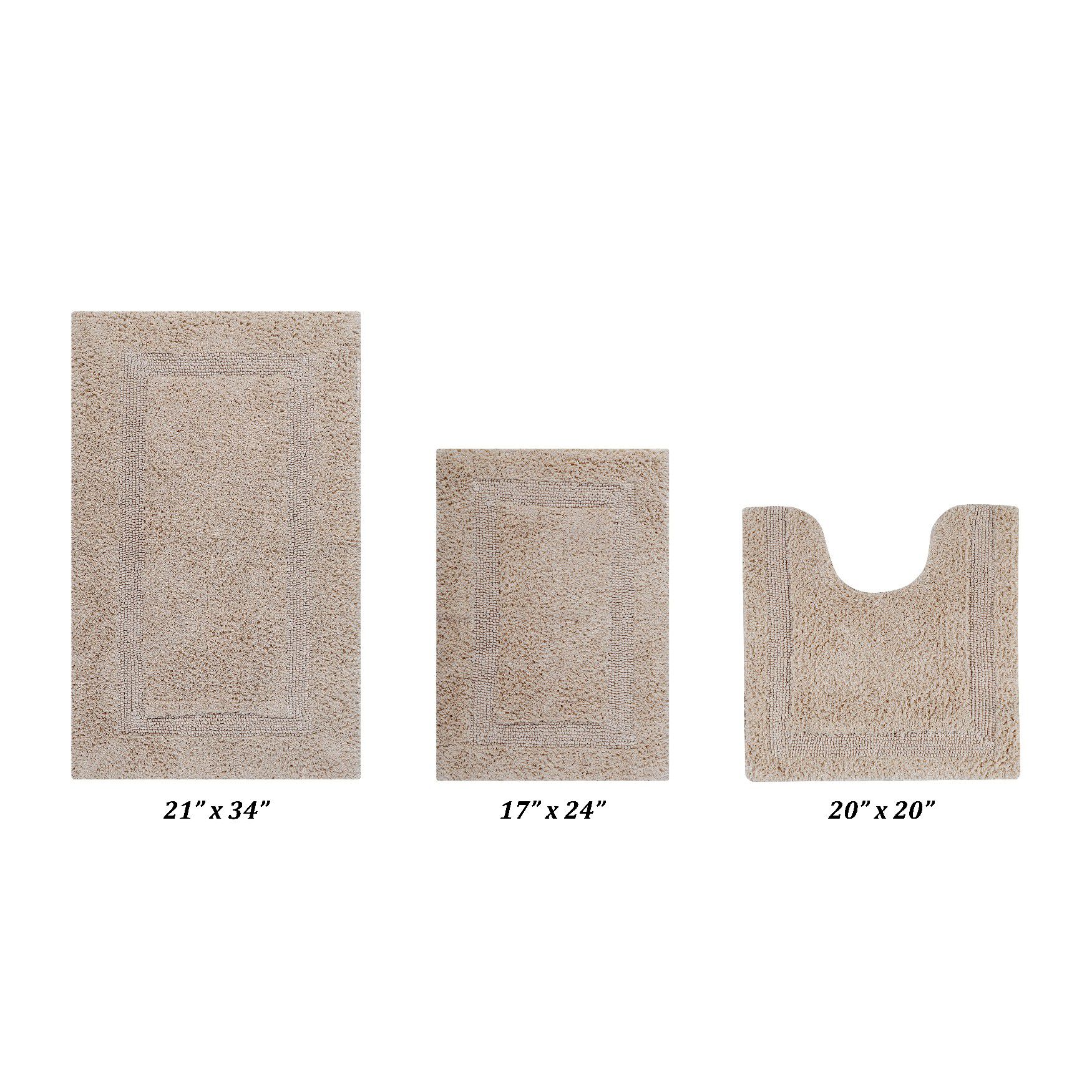 Lux Collectionis Bath Mat Rug 3 Piece Set (17 inches x 24 inches | 21 inches x 34 inches | 24 inches x 40 inches), SAND, hi-res image number 0