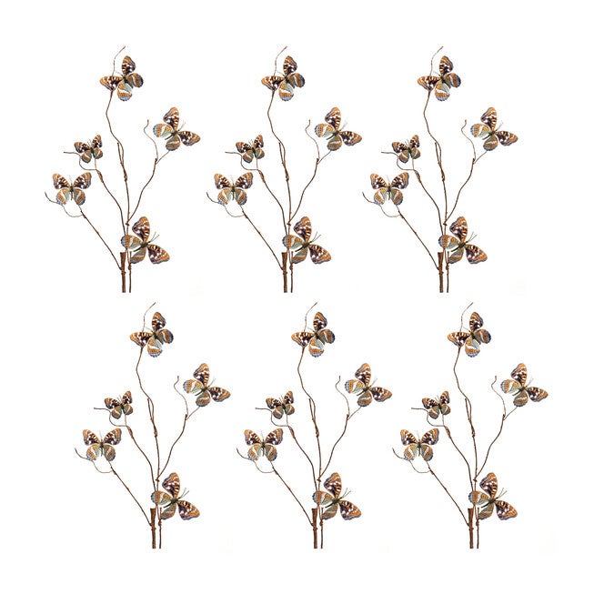 Blue And Orange Wire Butterfly Spray (Set Of 6), , alternate image number null