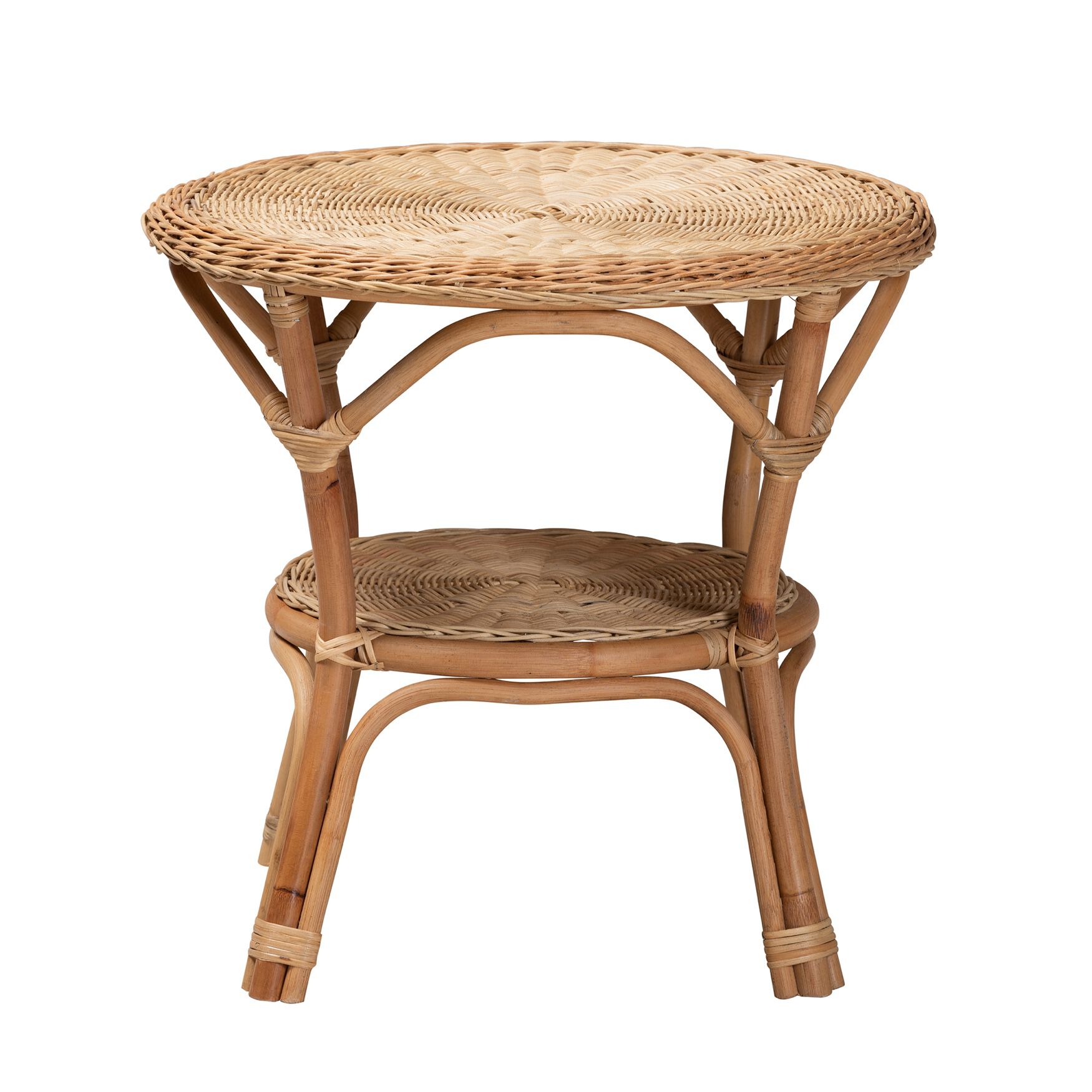 Abbey Modern Bohemian Natural Brown Antique Rattan Coffee Table, , on-hover image number 1