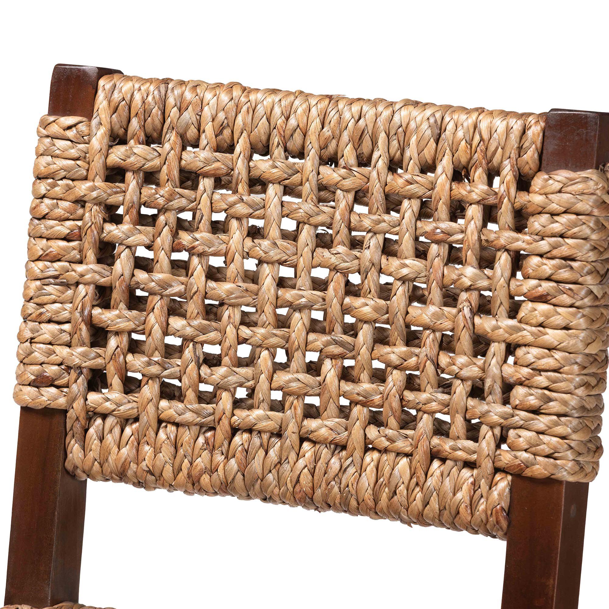 Close-up of woven seagrass seat and backrest