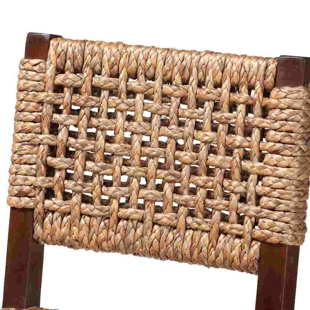 Close-up of woven seagrass seat and backrest