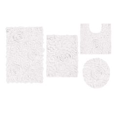 Bell Flower 4 Piece Set Bath Rug Collection