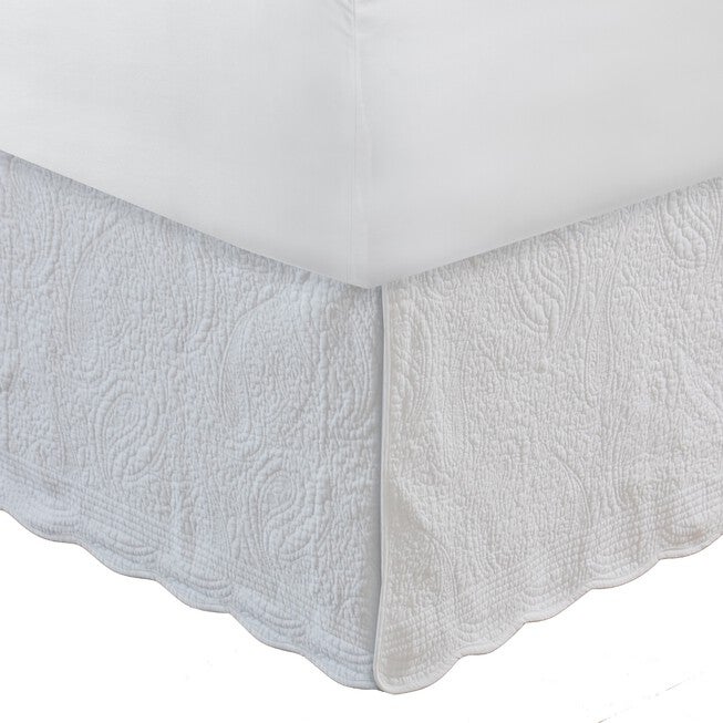 Paisley Quilted Bed Skirt 18", WHITE, hi-res image number null