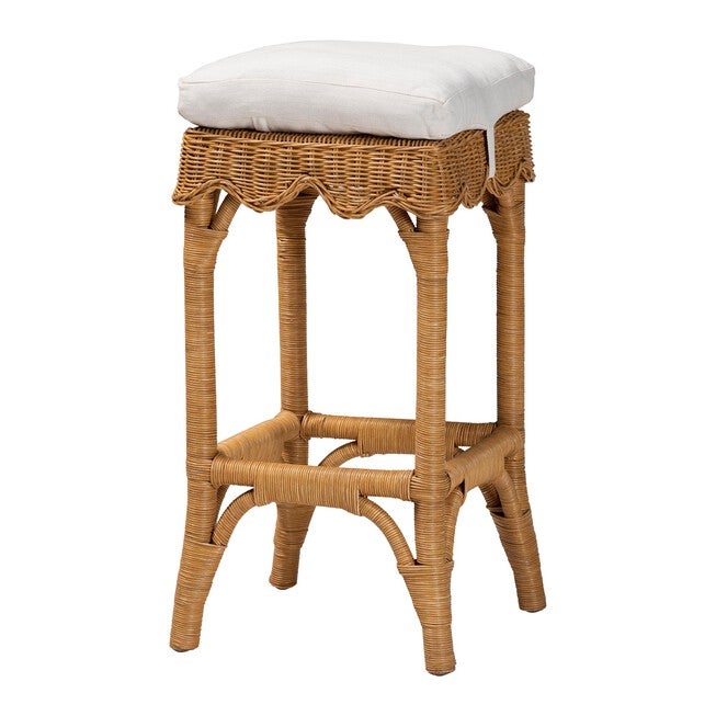 Muy Bohemian Scallop Honey Rattan Bar Stool, HONEY, alternate image number null