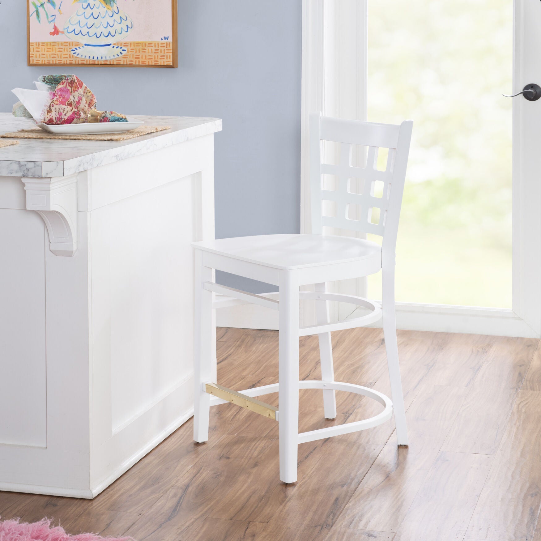white counter stool in a kitchen