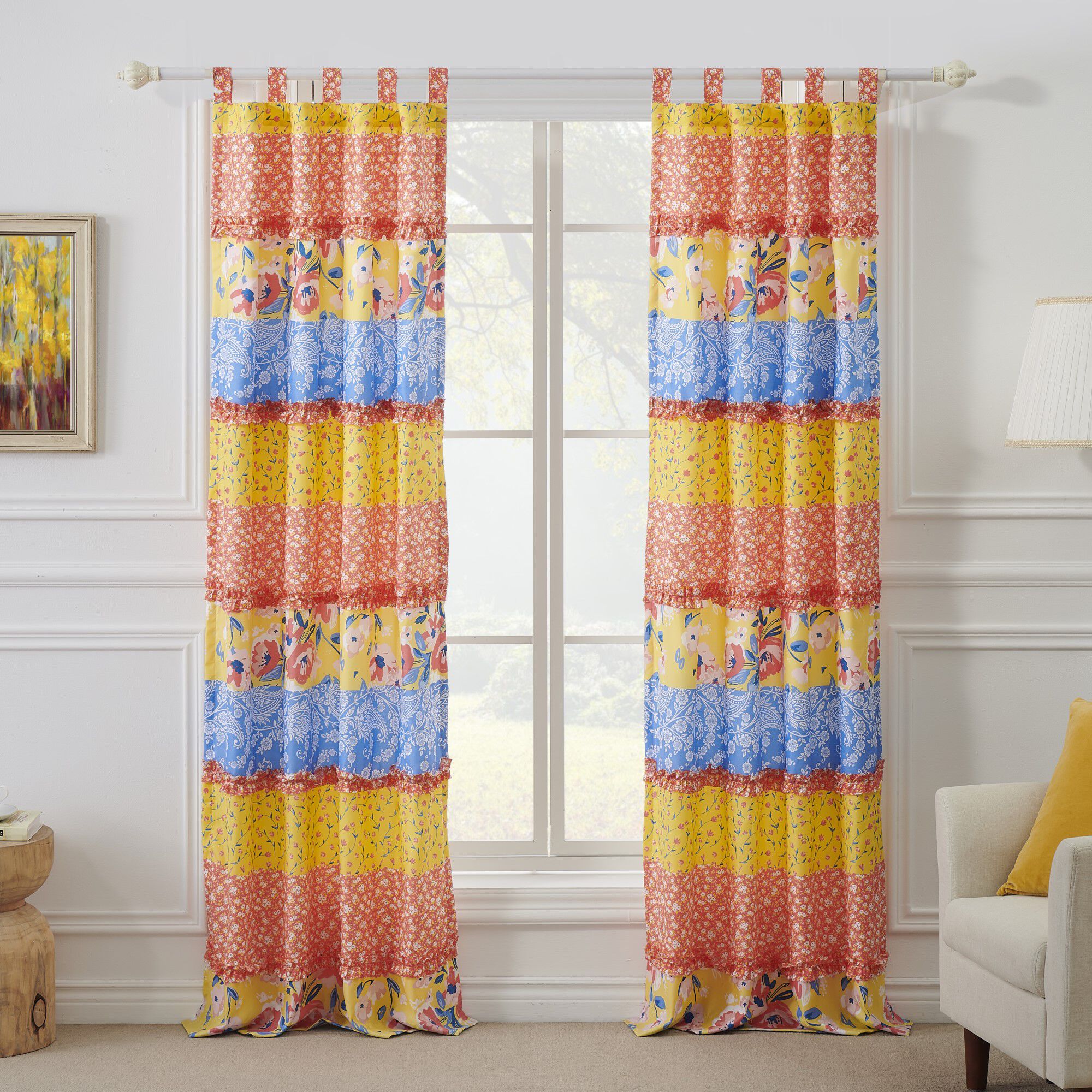 Skylar Window Curtain Panels, Set of 2, 84 inches, CALICO, alternate image number 2