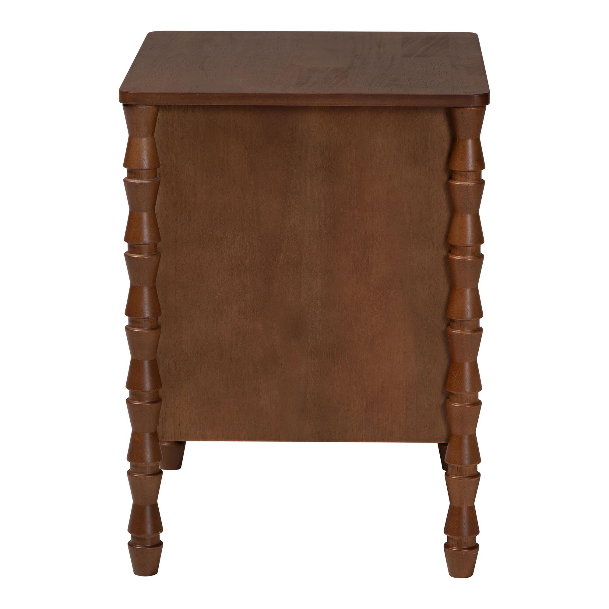 Danette Bobbin Wood 2-Drawer Nightstand, WALNUT, alternate image number 5