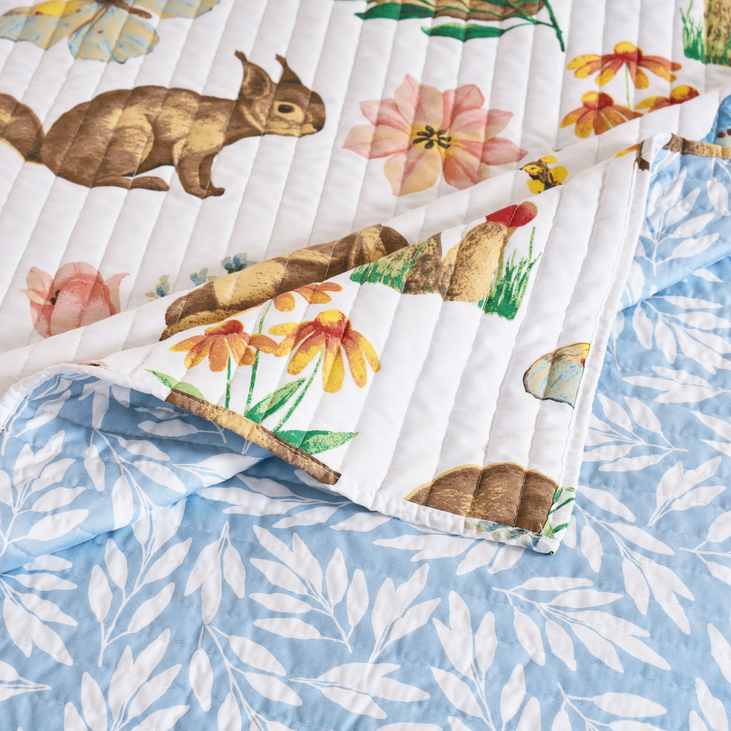 Willow Spring Forest Animals Reversible Quilt Set, WHITE, alternate image number 4