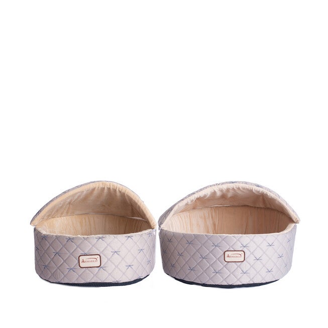Cuddle Cave Cat Bed With Detachable & Collasible Zipper Top, Small, Pale Silver and Beige, , alternate image number null
