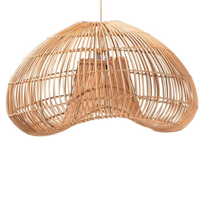 Hansa Natural Rattan Pendant Lampshade - Handcrafted Dome-Shape Ceiling Light Cover, BROWN, alternate image number null