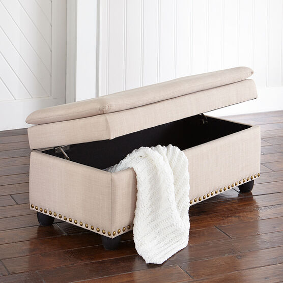 400 lbs. Weight Capacity Extra Wide Studded Ottoman, OATMEAL, hi-res image number null
